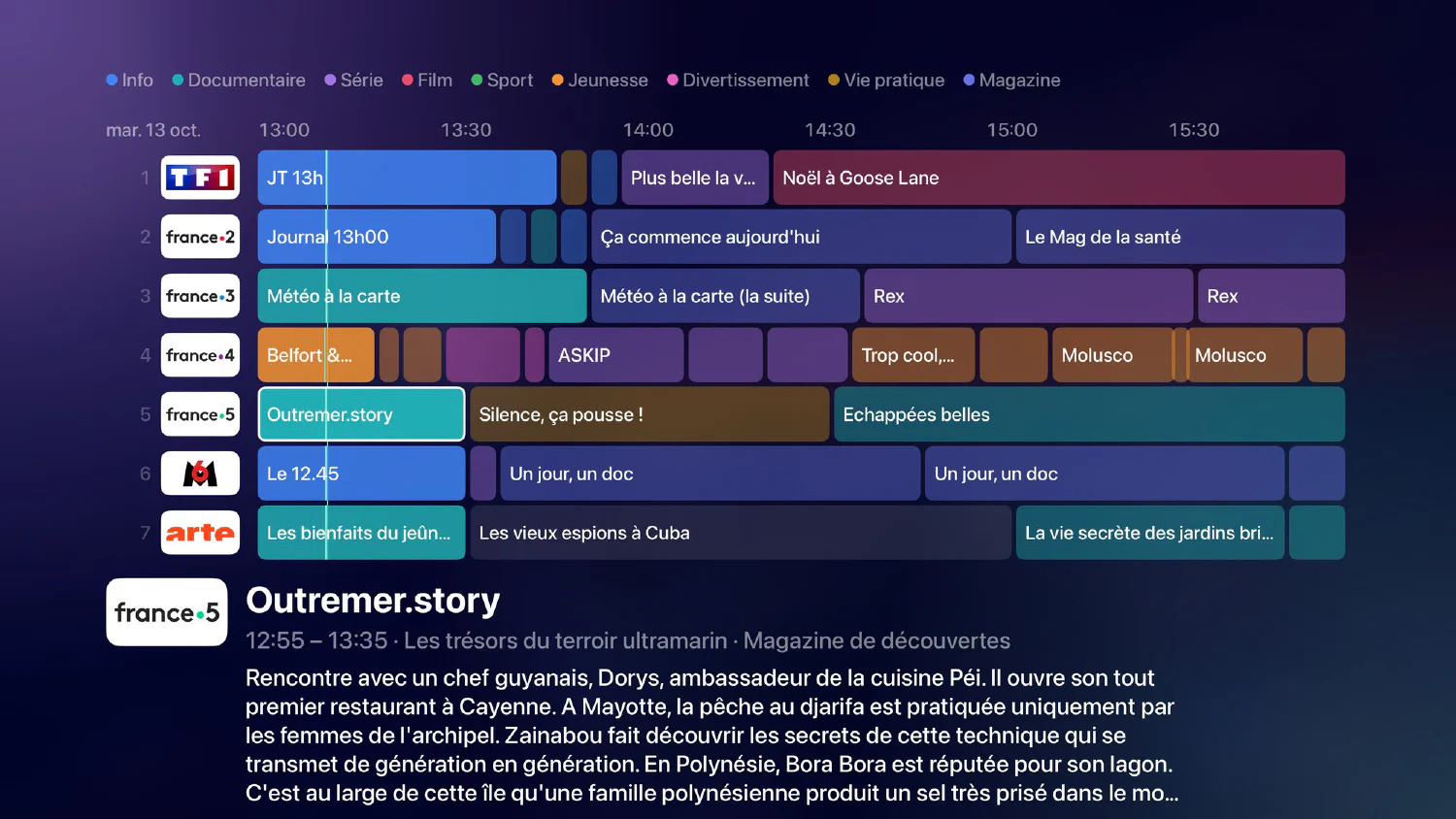 Grid programme guide on Apple TV